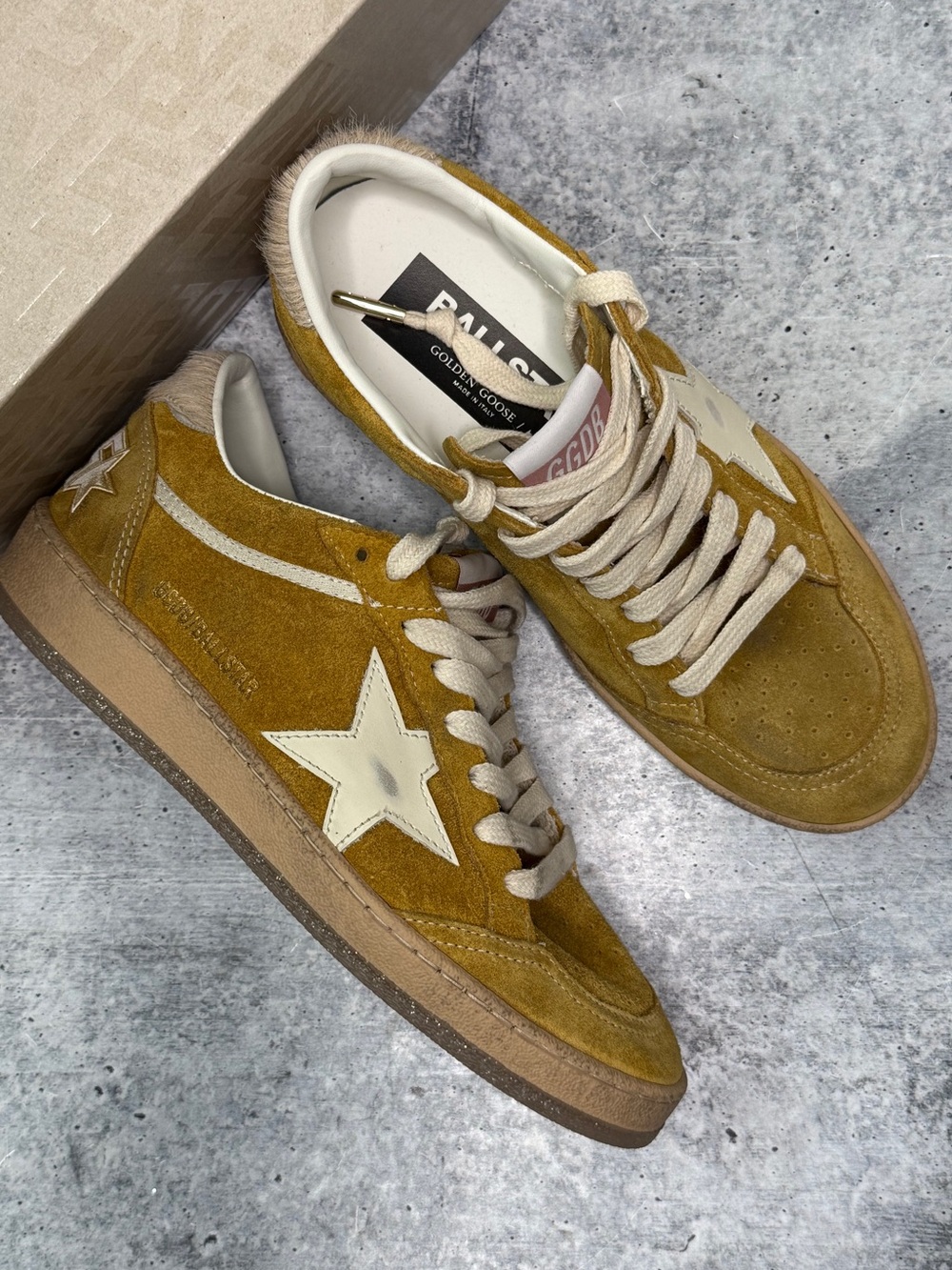 Golden Goose Ball Star Ocre Suede 36